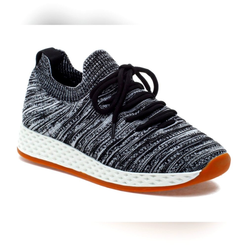 New - Women's J/Slides - Black 2-tone Knit Tennis Shoe - Opy, Size 9